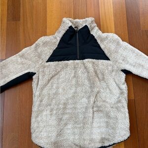 Cozy Tan and Black Fleece Pullover